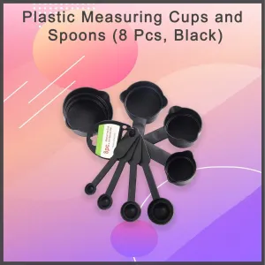 106 Plastic Measuring Cups and Spoons (8 Pcs, Black) (With Box)