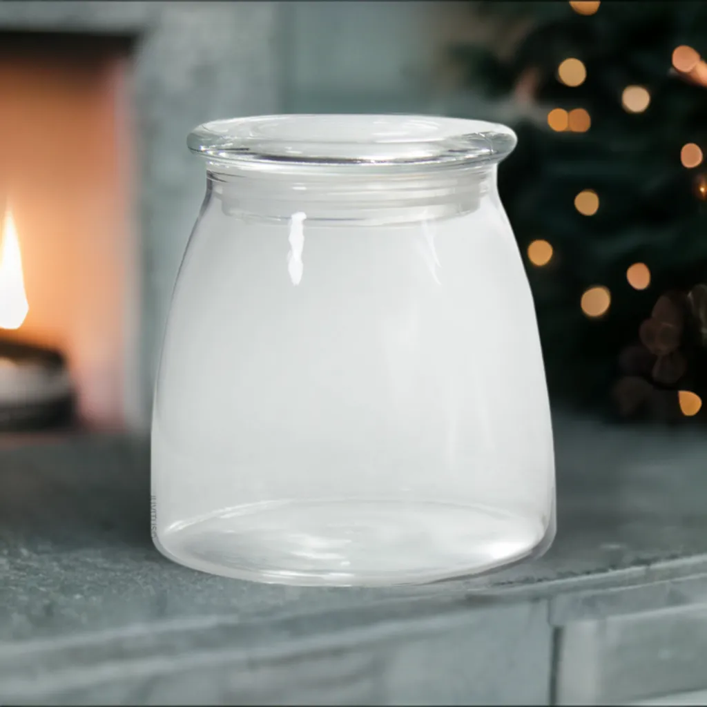 27 oz Glass Candle Jar in Clear with Glass Lid (2 Pack)