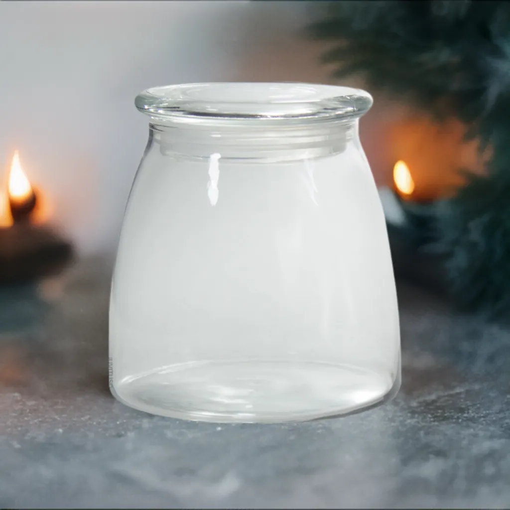 27 oz Glass Candle Jar in Clear with Glass Lid (2 Pack)