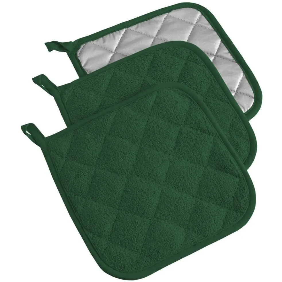 3-Piece: DII Basic Terry Collection Quilted 100% Cotton Potholder