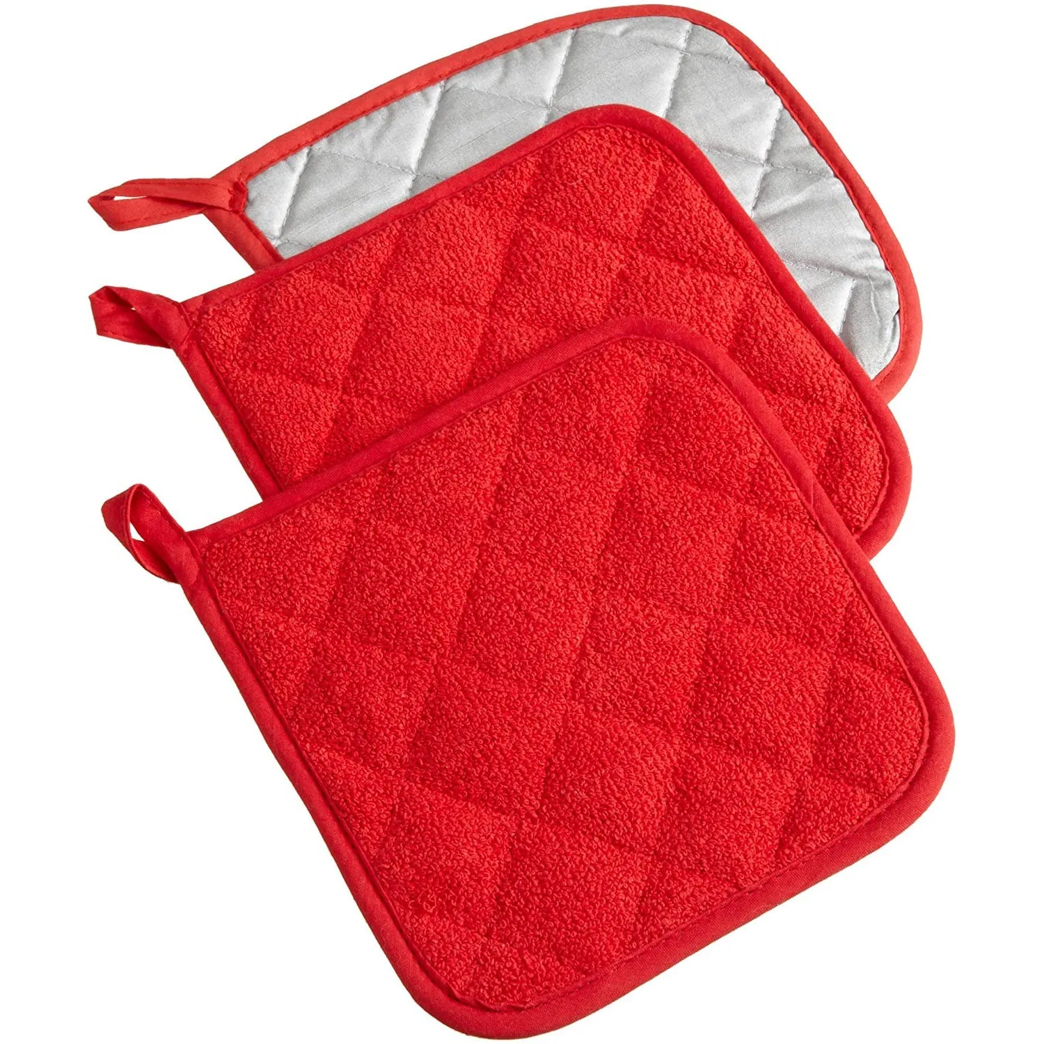 3-Piece: DII Basic Terry Collection Quilted 100% Cotton Potholder