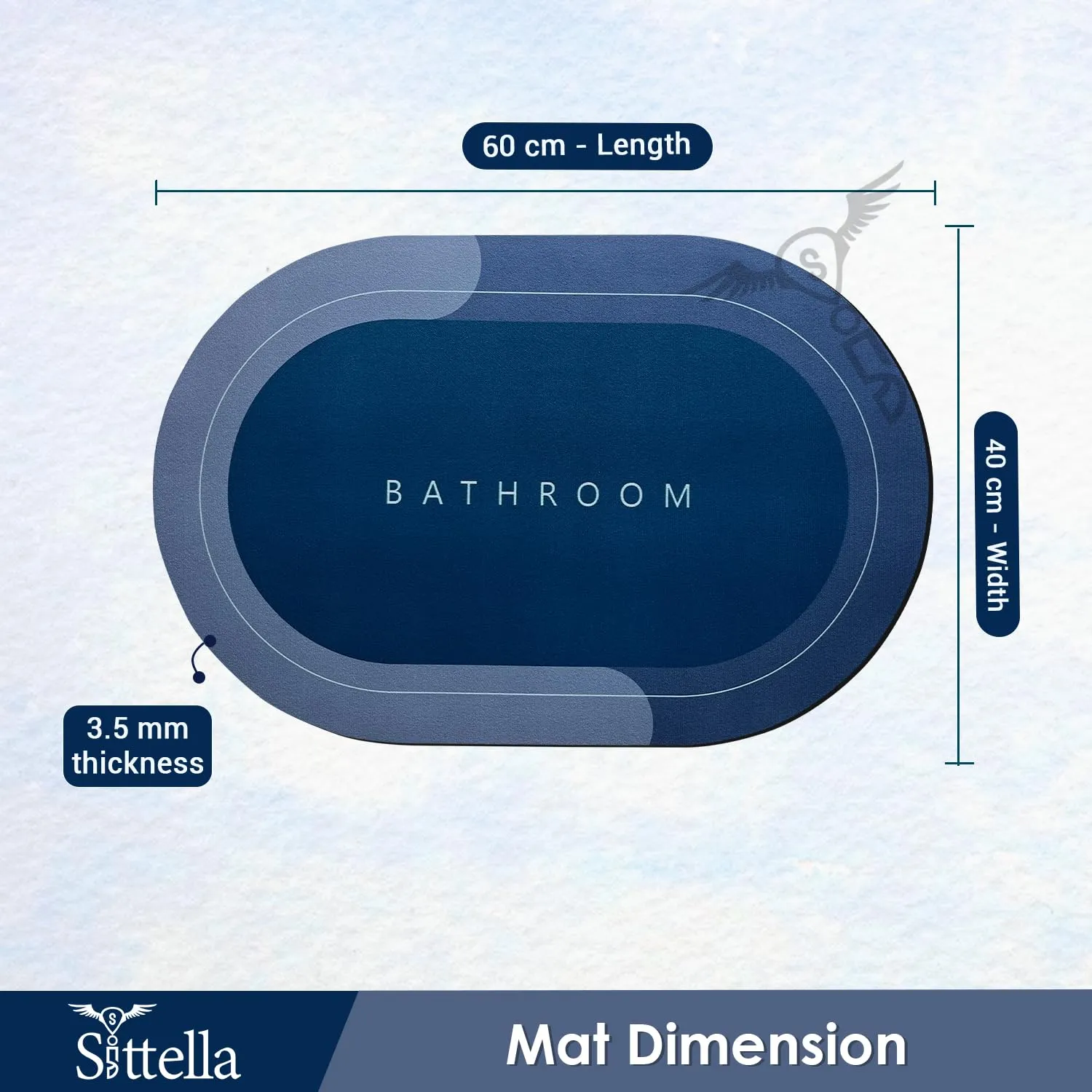 3.5mm Anti-Skid Water Soaking Bathroom Print Door Mat, Water Absorbent Mat (60x40cm, Blue)