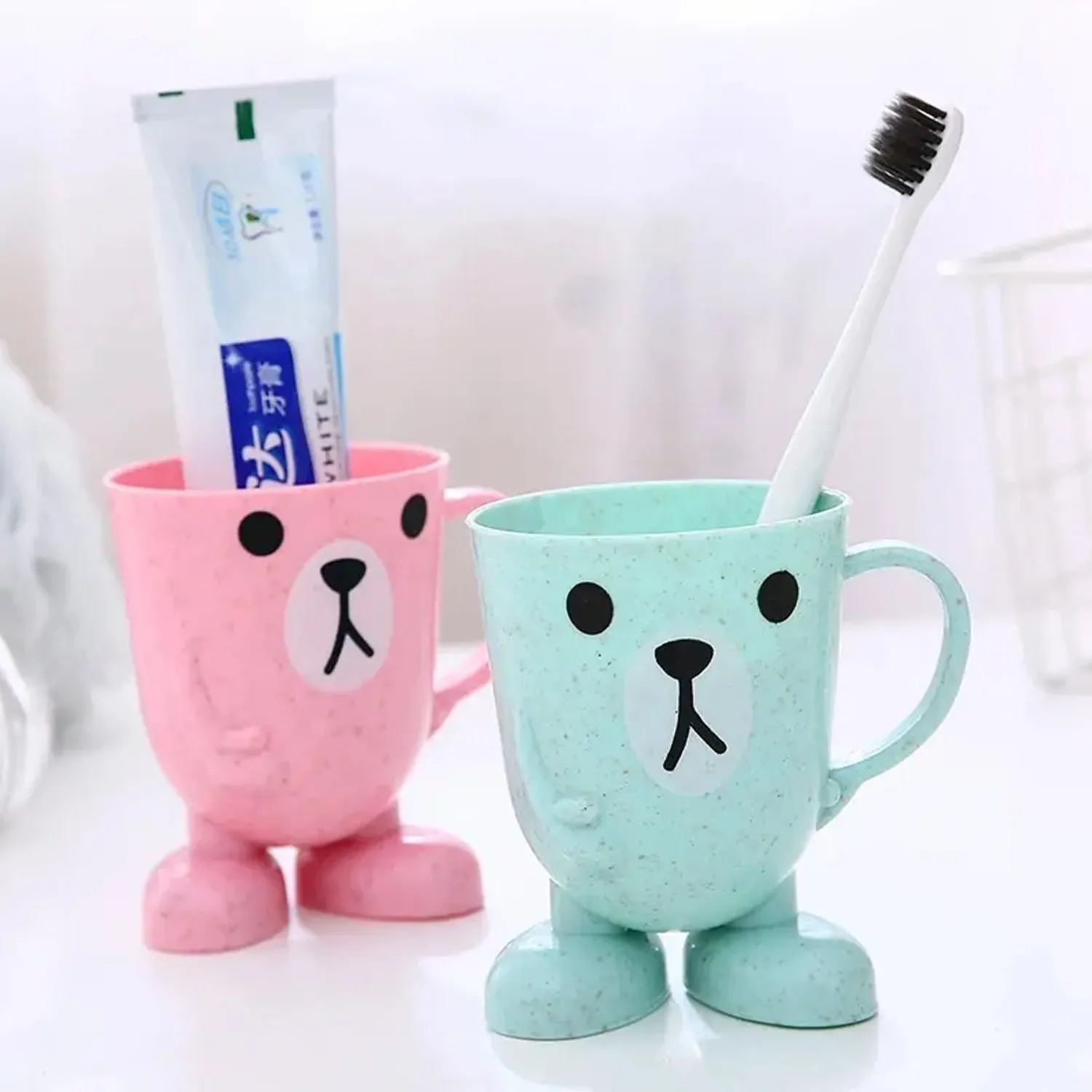 4101 Toothbrush Holders Mouthwash Cup Milk Cup with Handle Breakfast Mug Drink Teeth Washing for Children's Stereo Base Household Brushing Cup