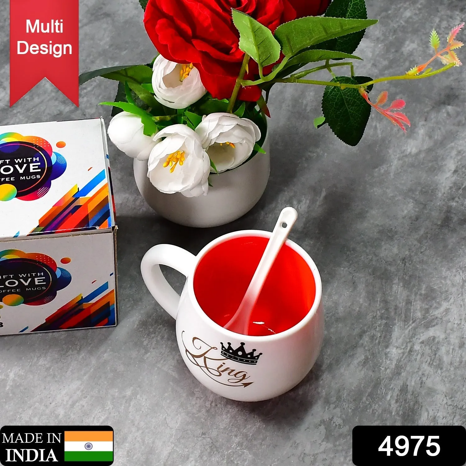 4975 Multi design coffee Mug With Spoon and box packing. Ceramic Mugs to Gift your Best Friend Tea Mugs Coffee Mugs Microwave Safe.