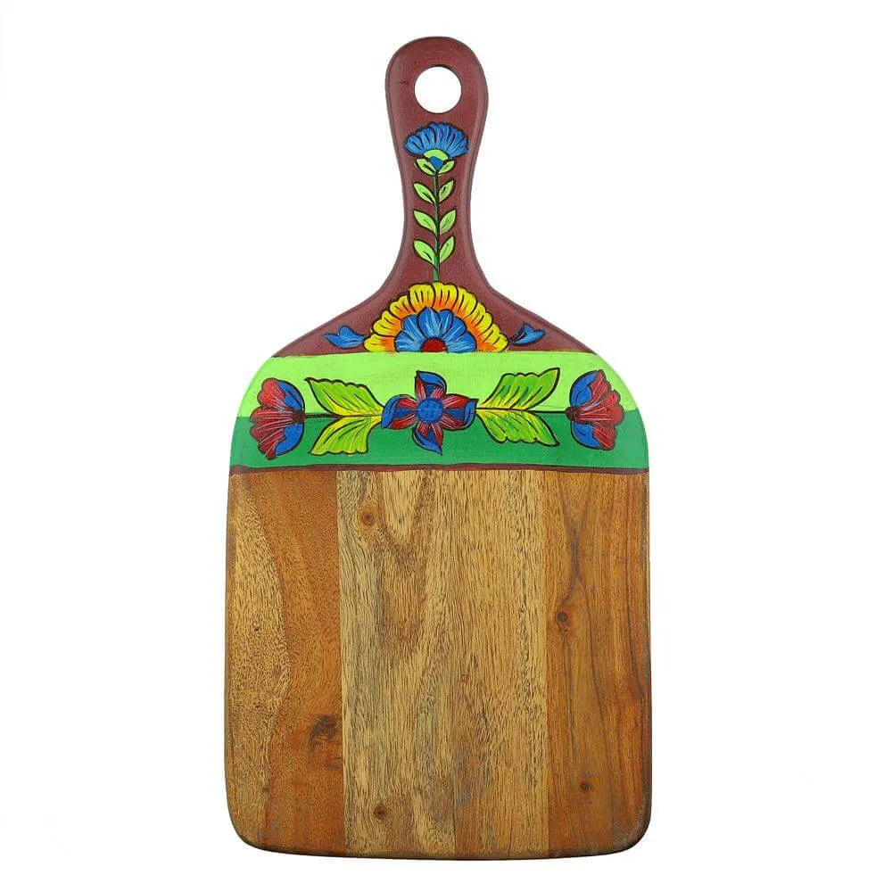 Acacia Wood Hand Painting Chopping Board with Handle