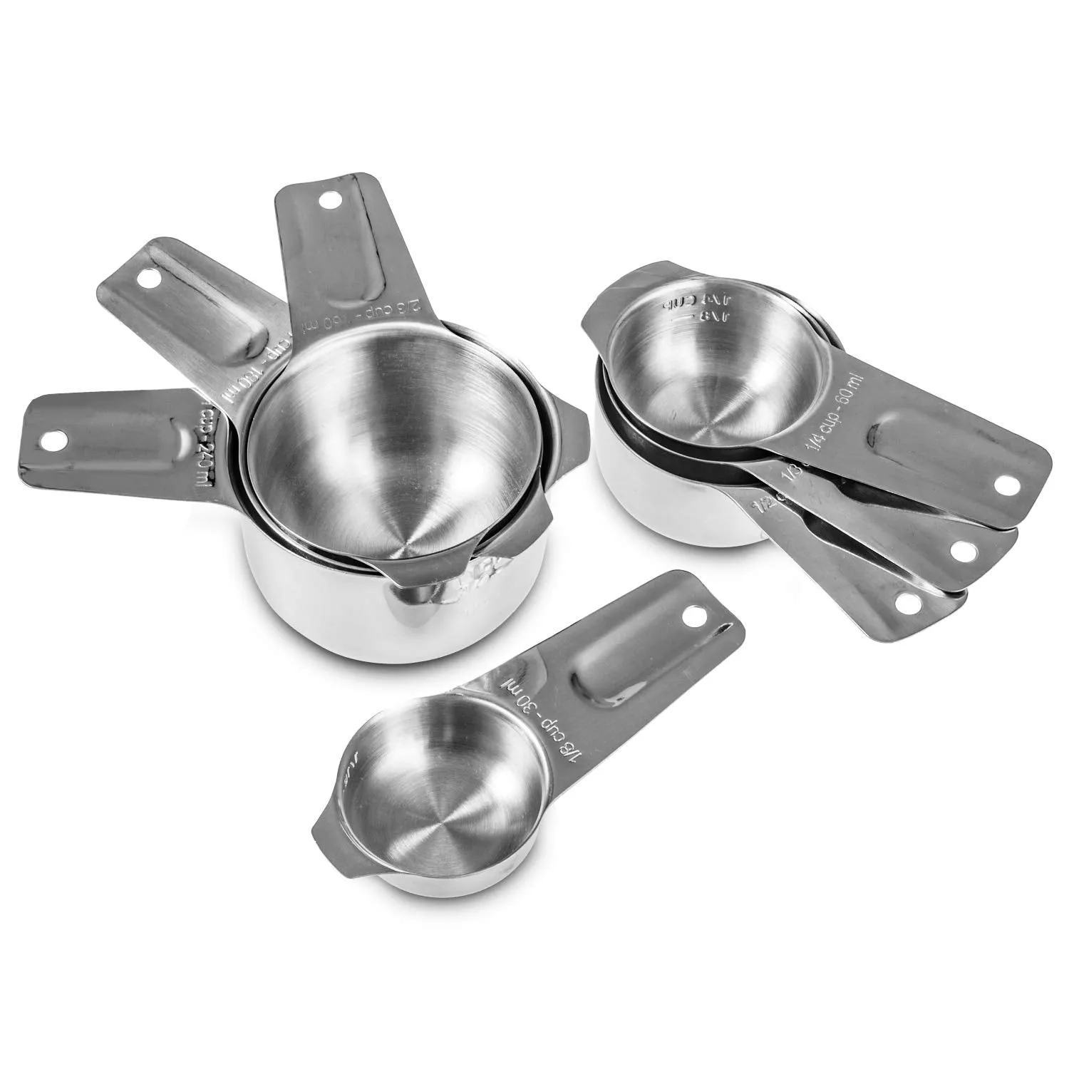 ALLWIN-HOUSEWARE: 13-piece Measuring Cups and Spoons Set, 18/8 Stainless Steel, Ergonomic Handle with Ring Connector