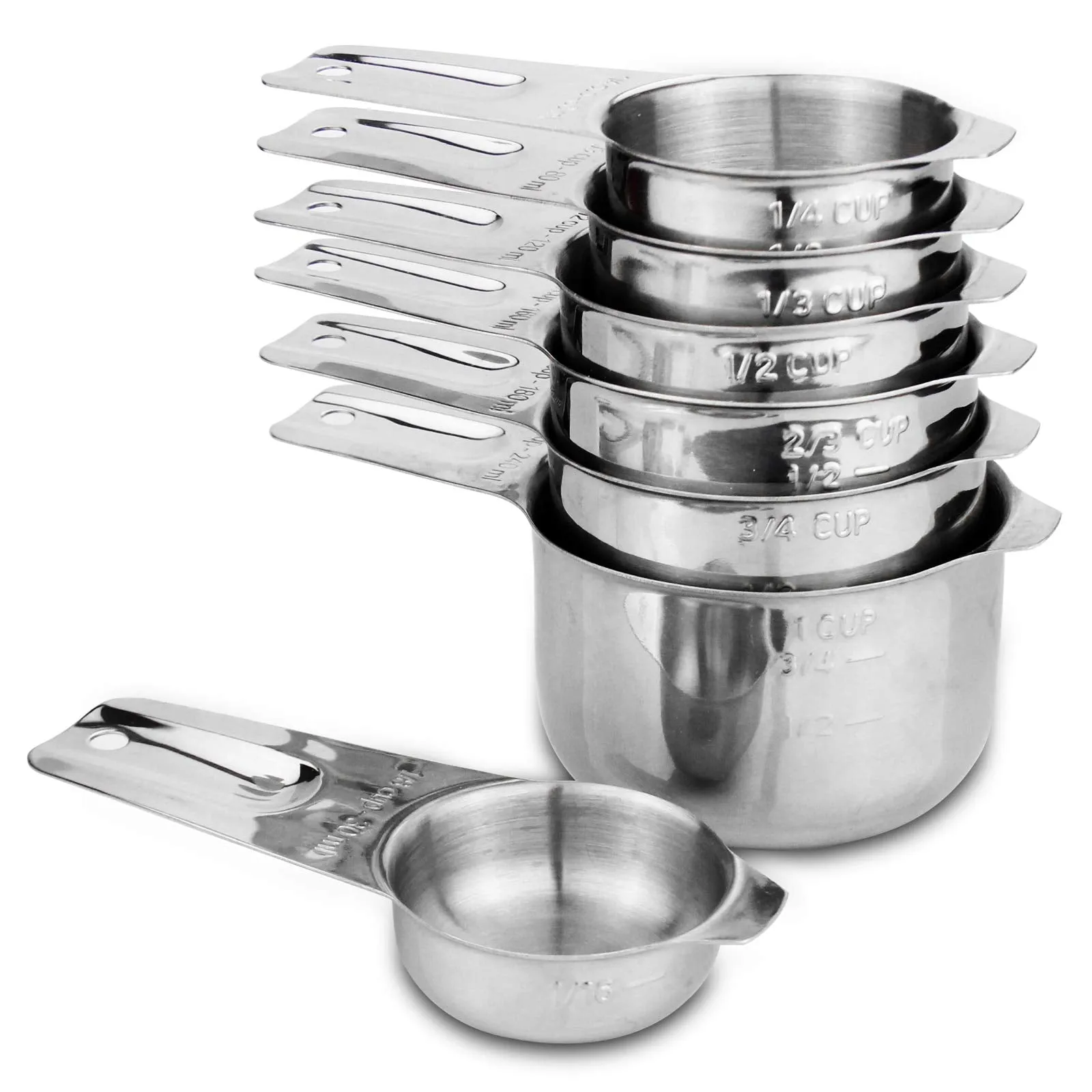 ALLWIN-HOUSEWARE: 13-piece Measuring Cups and Spoons Set, 18/8 Stainless Steel, Ergonomic Handle with Ring Connector