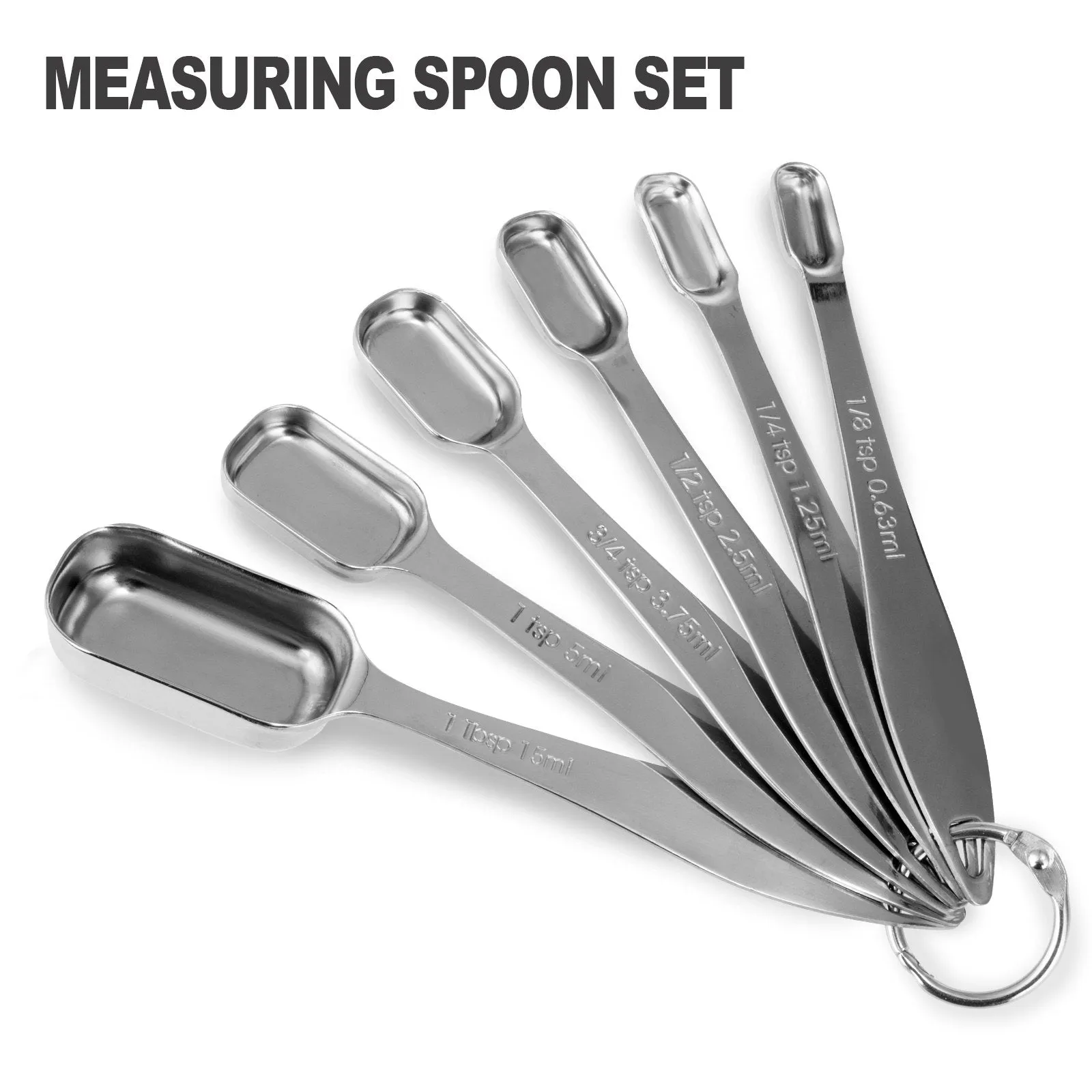 ALLWIN-HOUSEWARE: 13-piece Measuring Cups and Spoons Set, 18/8 Stainless Steel, Ergonomic Handle with Ring Connector