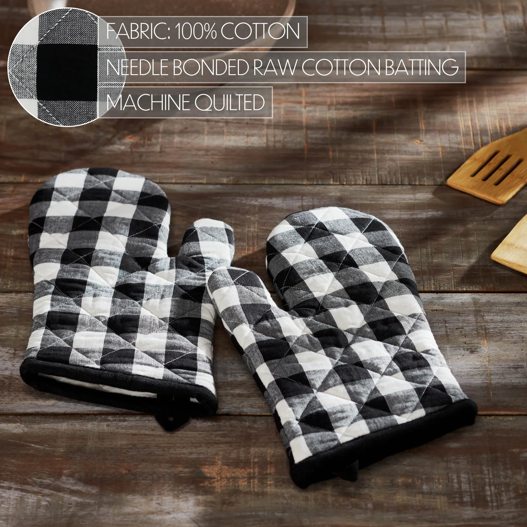 Annie Buffalo Check Black Oven Mitt Set of 2