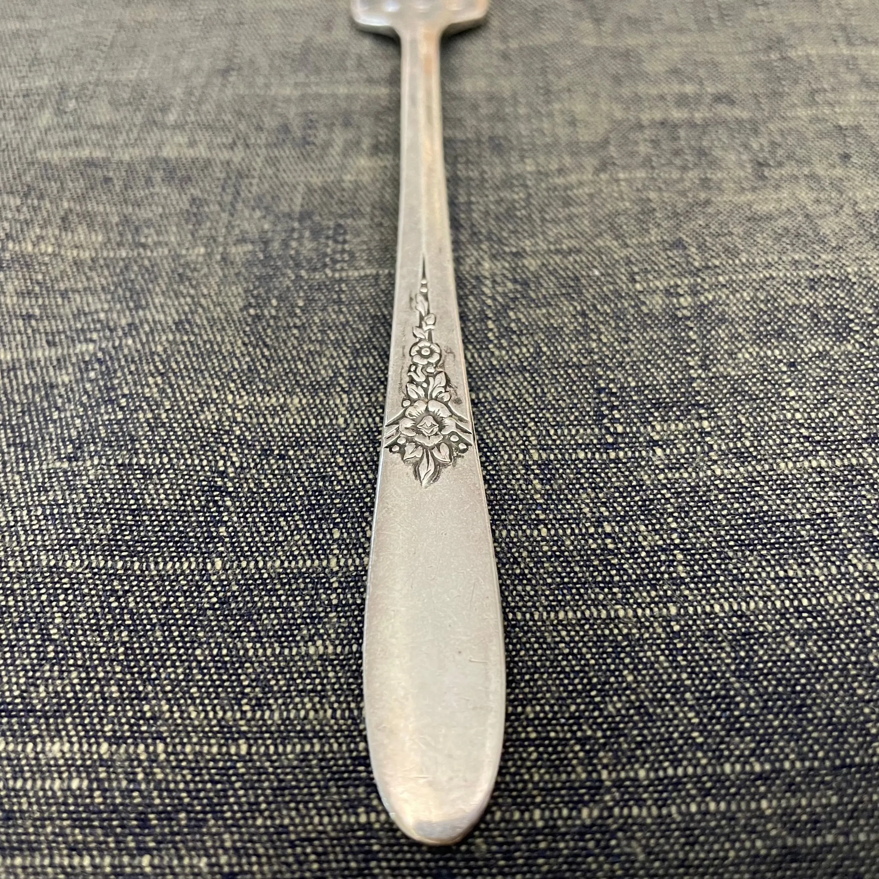 antique silver fork - raised floral