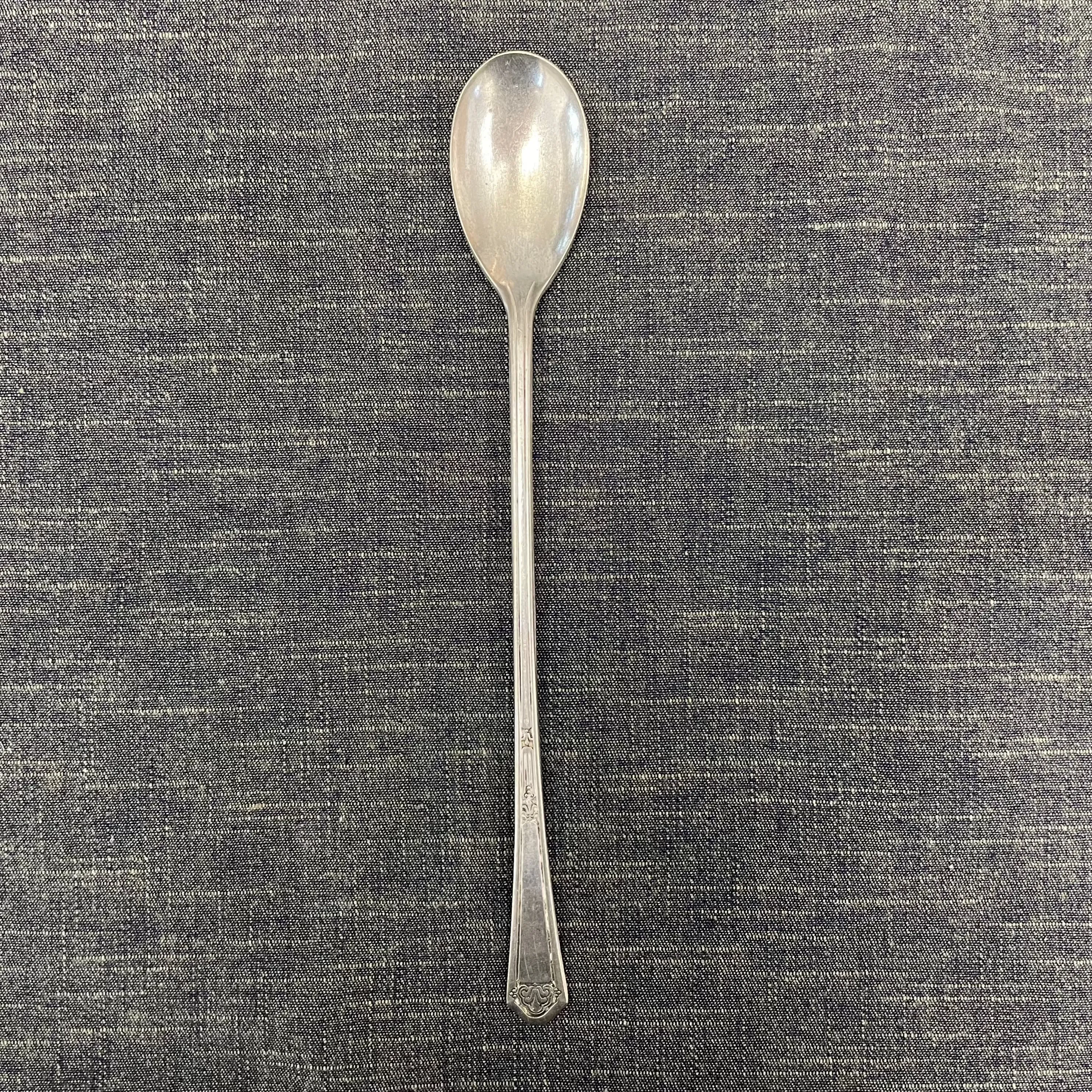 antique silver long handled teaspoon - dainty art deco