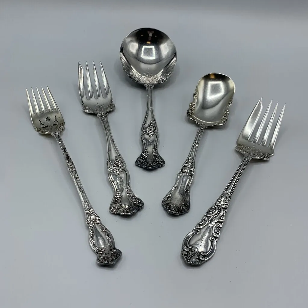 Antique Silverplate Serveware Set/5 /hg