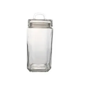 Aqua Canister Glass Jar Square Loop Lid 2.4L 26580