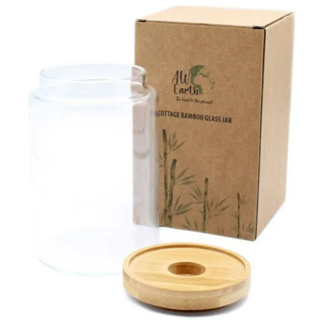 AW Earth - Eco Friendly Cottage Bamboo & Glass Storage Jars - Natural Home Storage