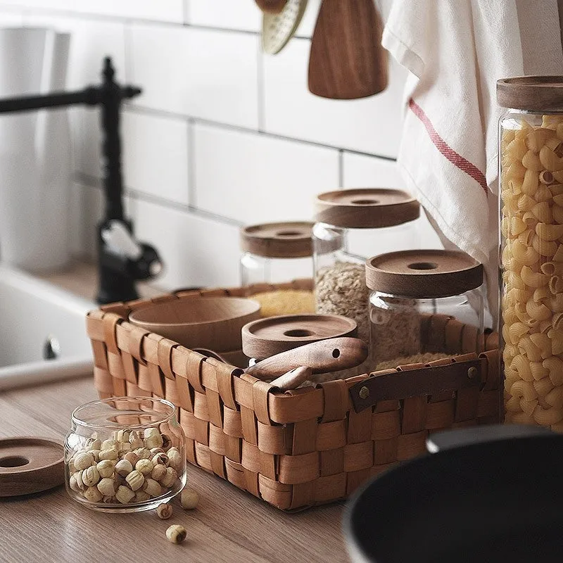 Bamboo & Glass Storage Jars - Four Sizes