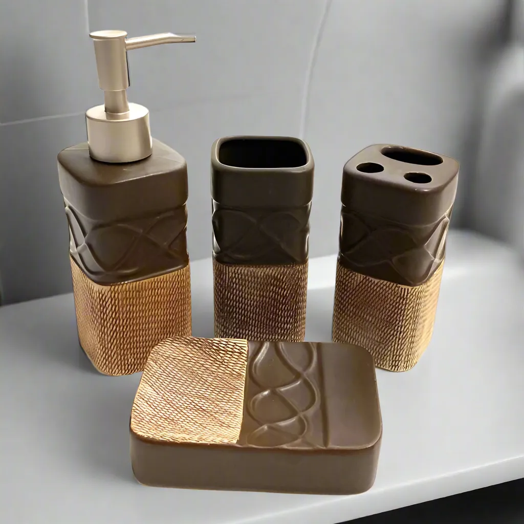 Bathroom Set Eleganza Brown (Set of 4Pcs)