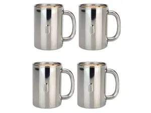 BergHOFF 4Pc 18/10 Stainless Steel Coffee Mug Set, 12oz.