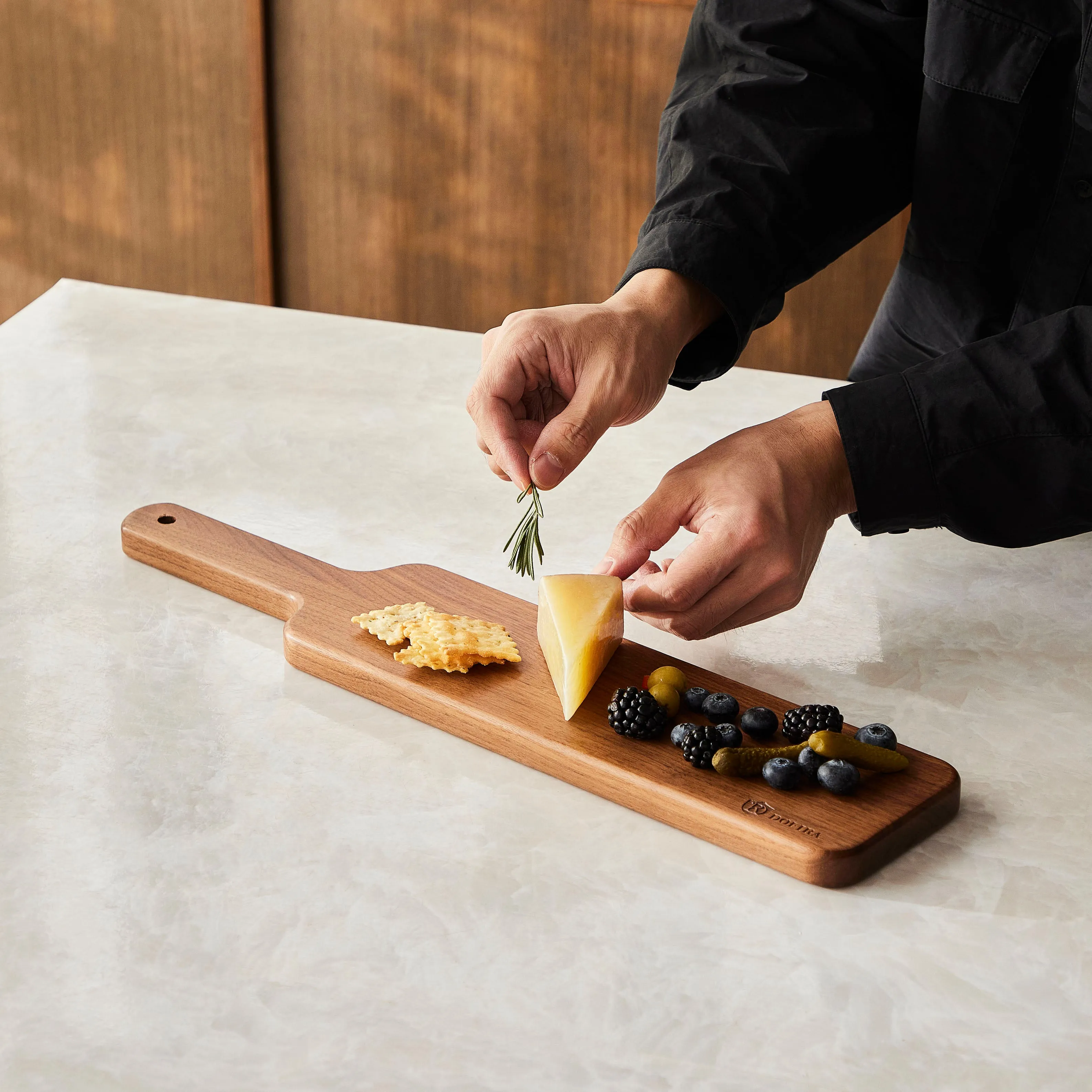 Black Walnut Wooden Serving Board with Handle