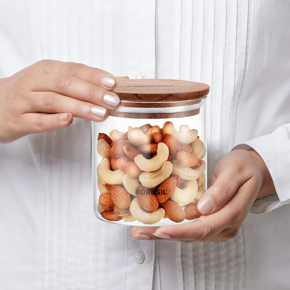 Borosil Classic Jar with Wooden Lid