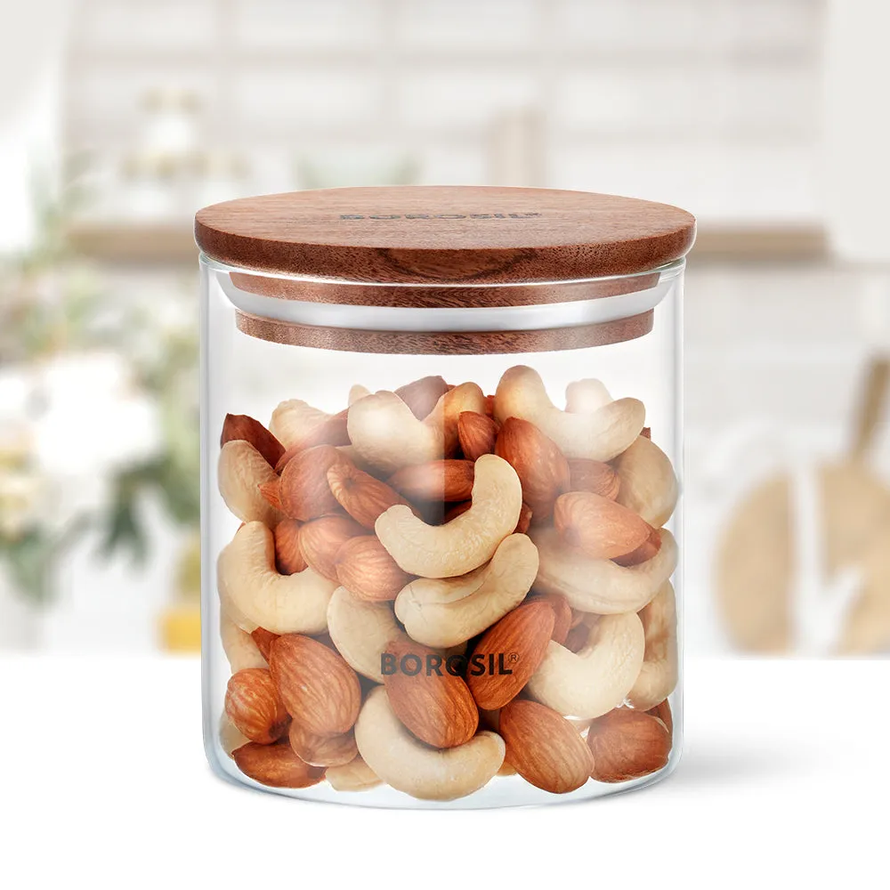 Borosil Classic Jar with Wooden Lid