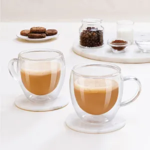 Borosil Java Double Wall Glass Mug, Set of 2