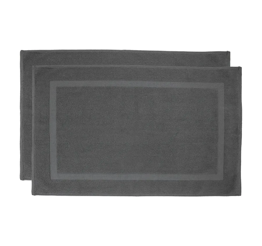 Chateau 2 Piece 800GSM Cotton Bath Mat Set Charcoal