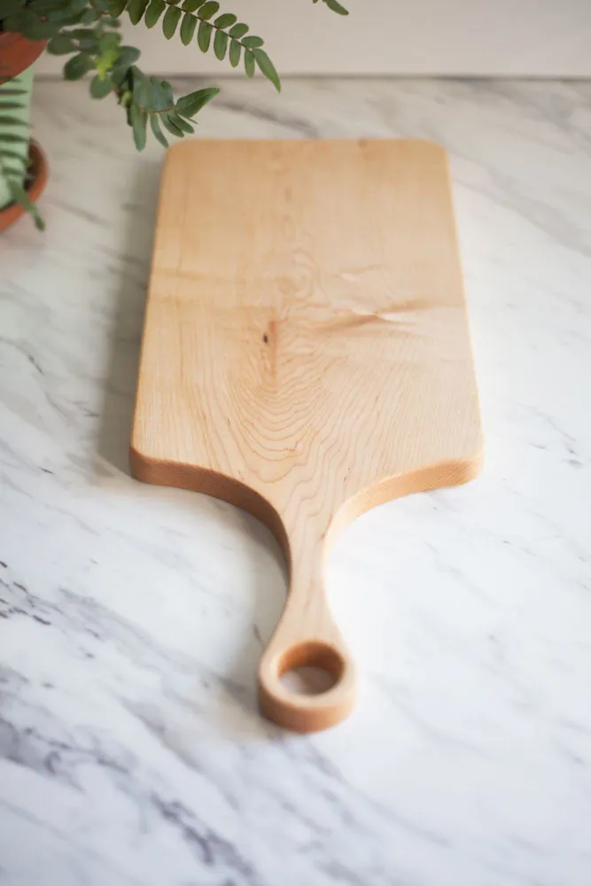 Classic Maple Cutting Board with Handle - No Glue - Organic Finish