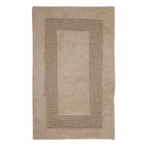 Classic Racetrack Cotton Bath Rug 20" x 30" Natural by Perthshire Platinum Collection