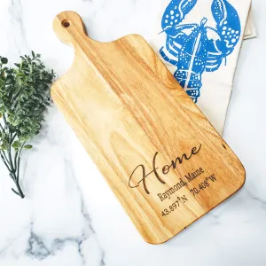 Custom Home Coordinates Charcuterie Wood Cutting Board