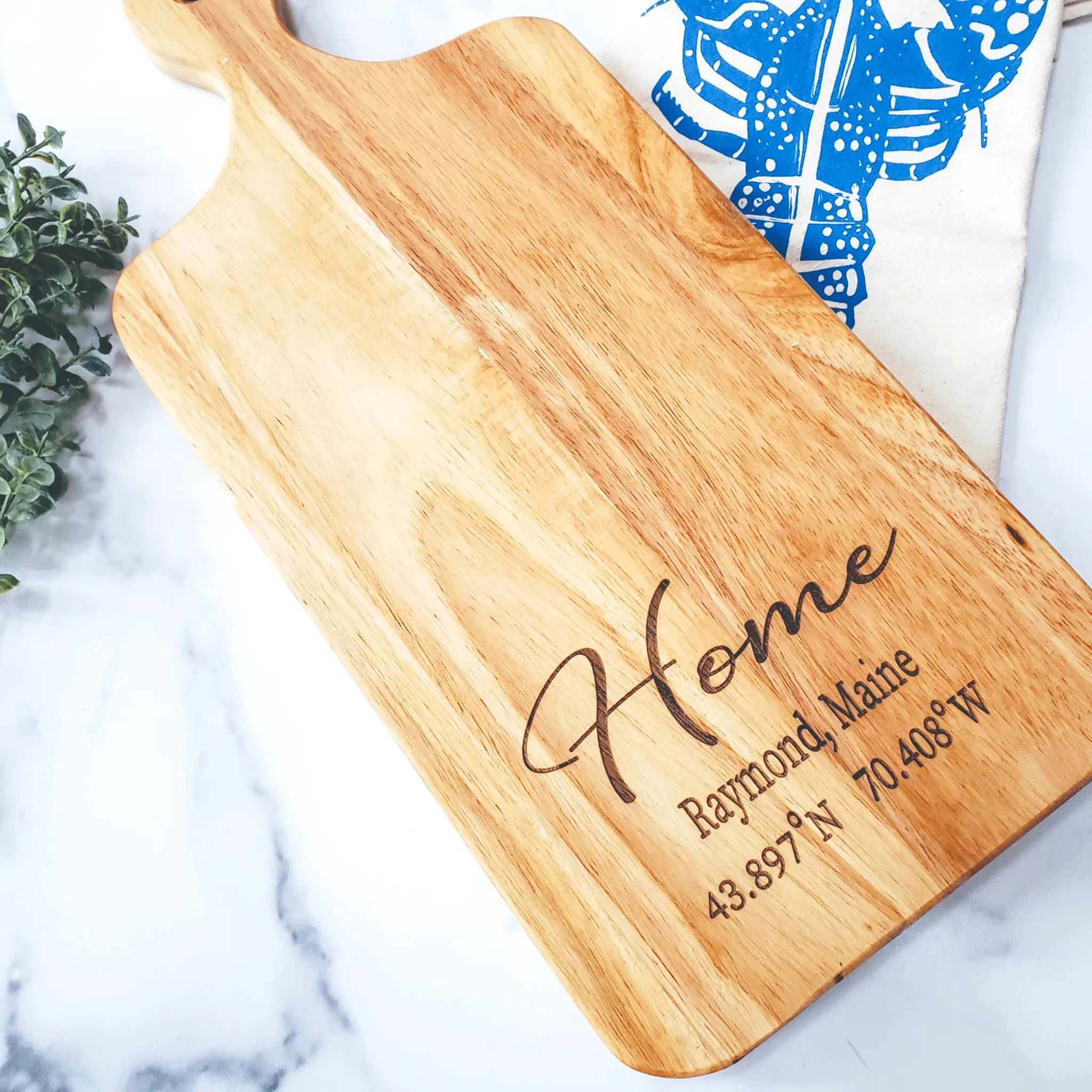 Custom Home Coordinates Charcuterie Wood Cutting Board