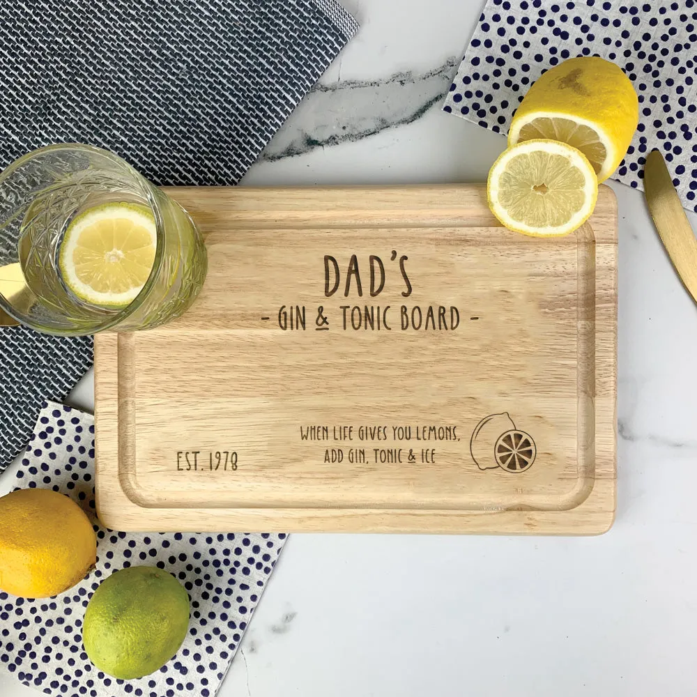 Dad's Gin & Tonic Wooden Lemon Cutting Board