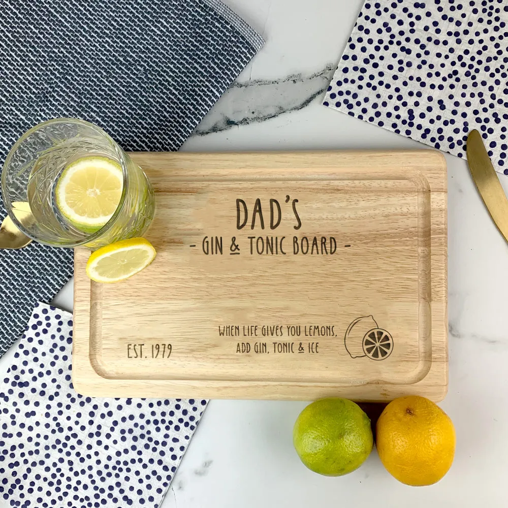 Dad's Gin & Tonic Wooden Lemon Cutting Board