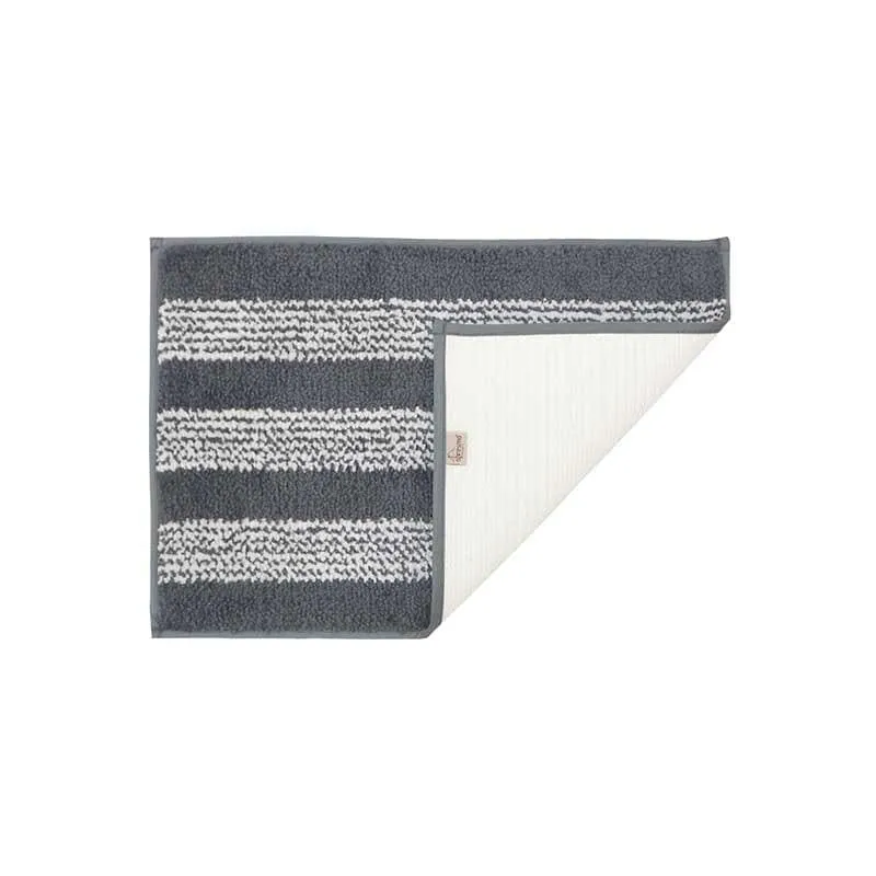 Dark Grey Striped Microfiber Bathmat