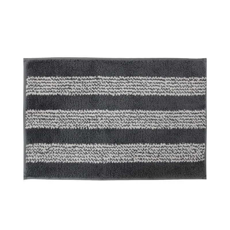 Dark Grey Striped Microfiber Bathmat