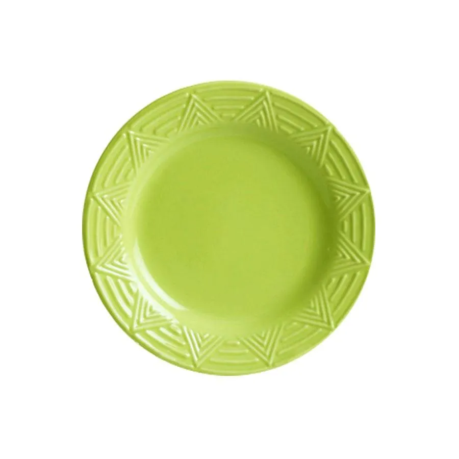 Dinner Plate Set - Set of 4 - Green | Aztec Pattern