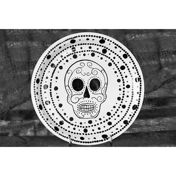 Dinner Plate - Skull with Dots | Day of the Dead