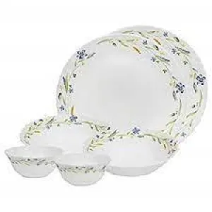 Diva from La Opala Morning Glory Classique Opalware Dinner Set, 35 Pieces, White