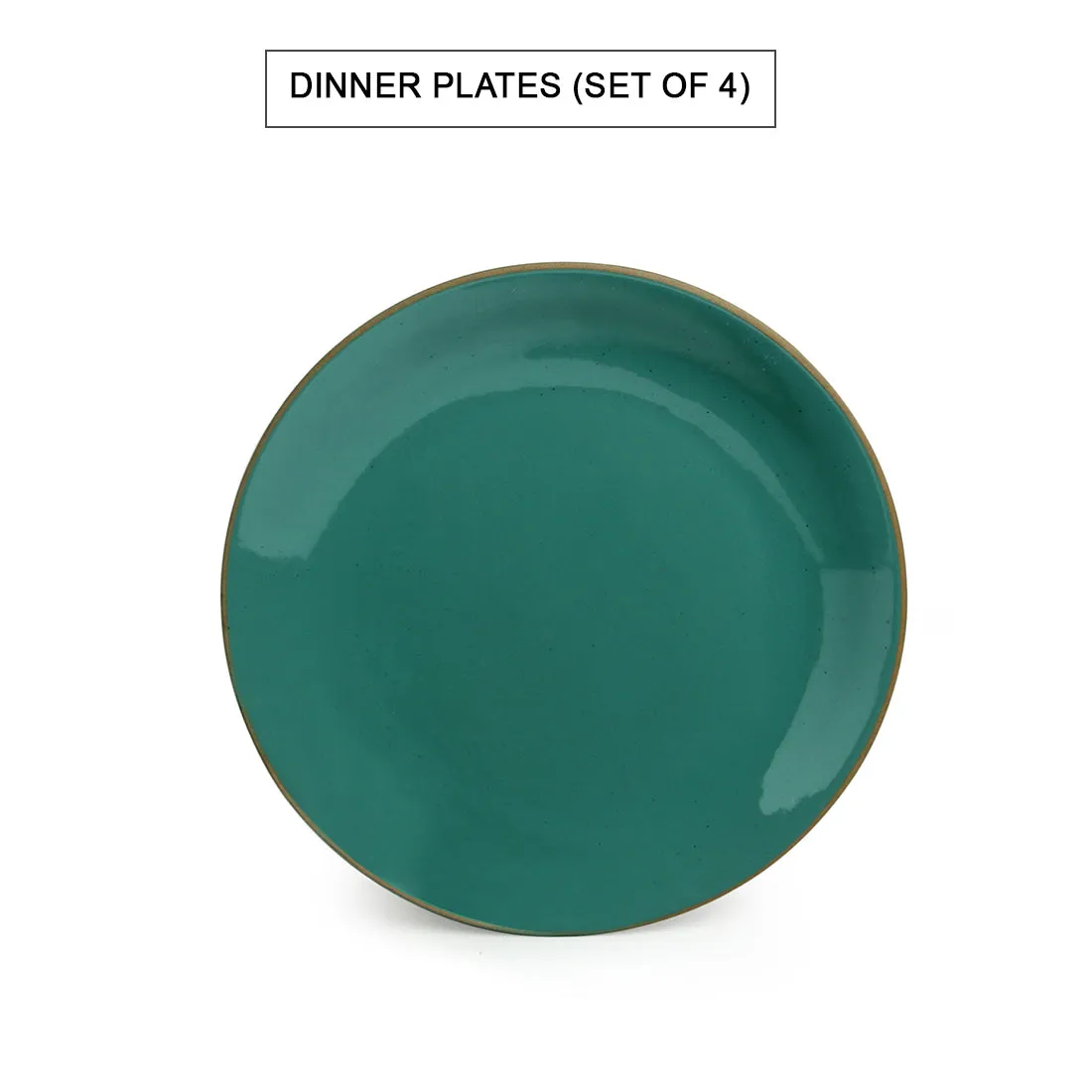 Earthen Turquoise' Hand Glazed Dinner Plates With Serving Bowls & Katoris In Ceramic (10 Pieces | Serving for 4 | Microwave Safe)