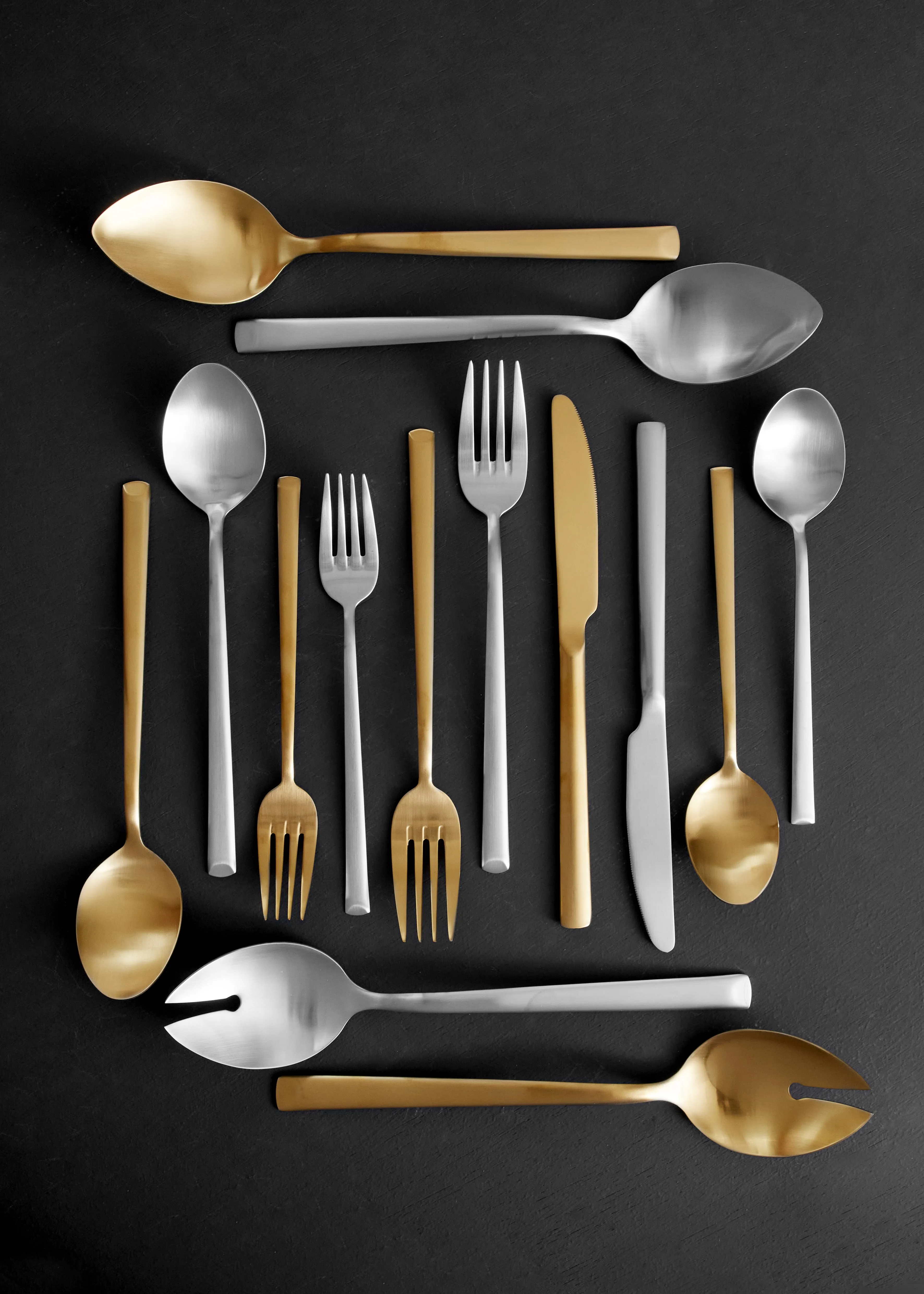 Ellsworth Matte Gold 2 Piece Serving Spoon Set