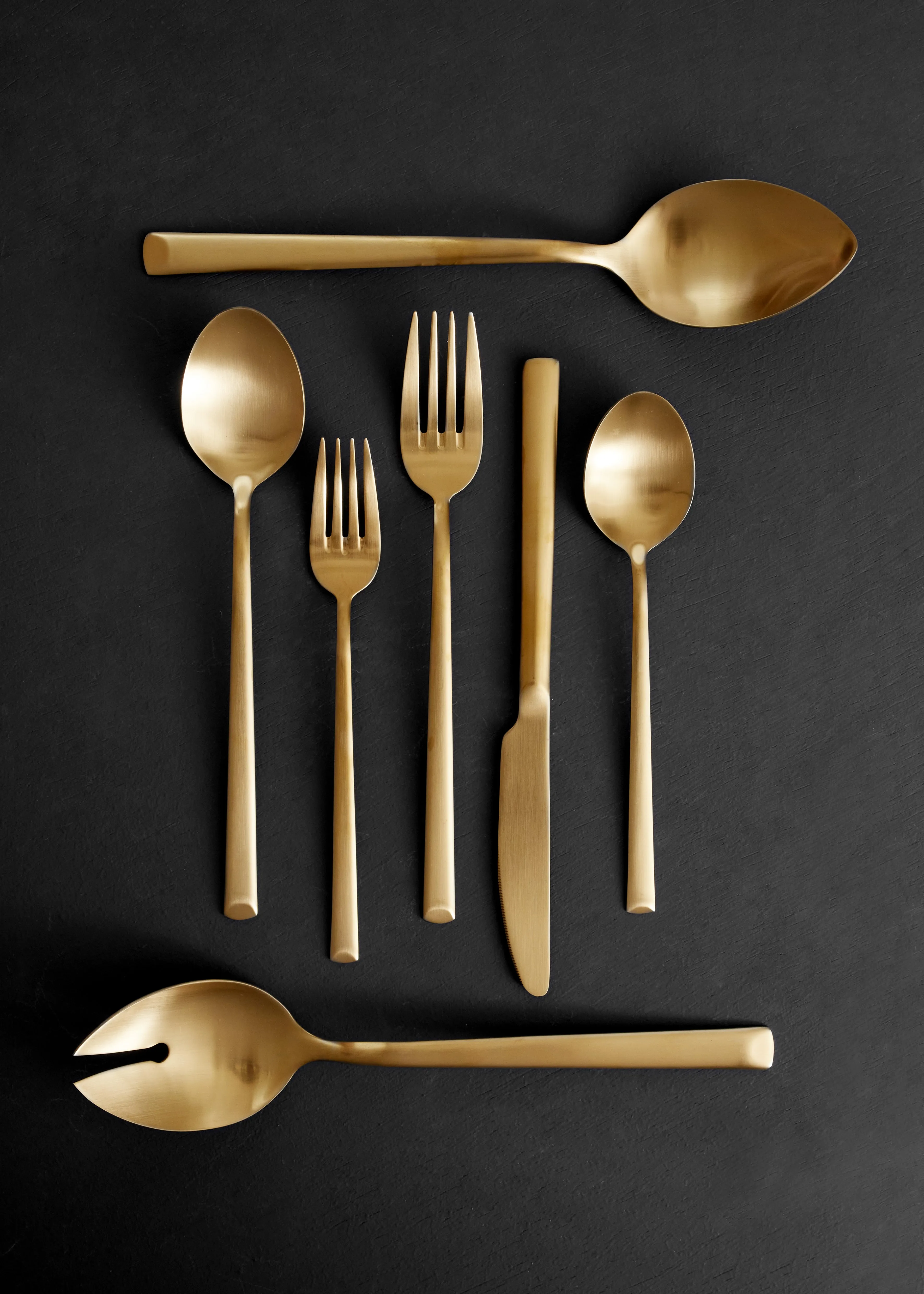 Ellsworth Matte Gold 2 Piece Serving Spoon Set