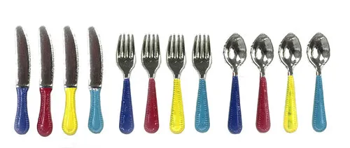 Fiesta ware Style Silverware Set, Four Complete Place Settings