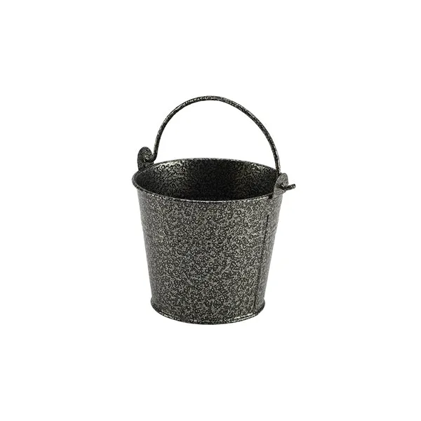 Galvanised Steel Hammered Serving Bucket 10cm Dia Silver pack of 12