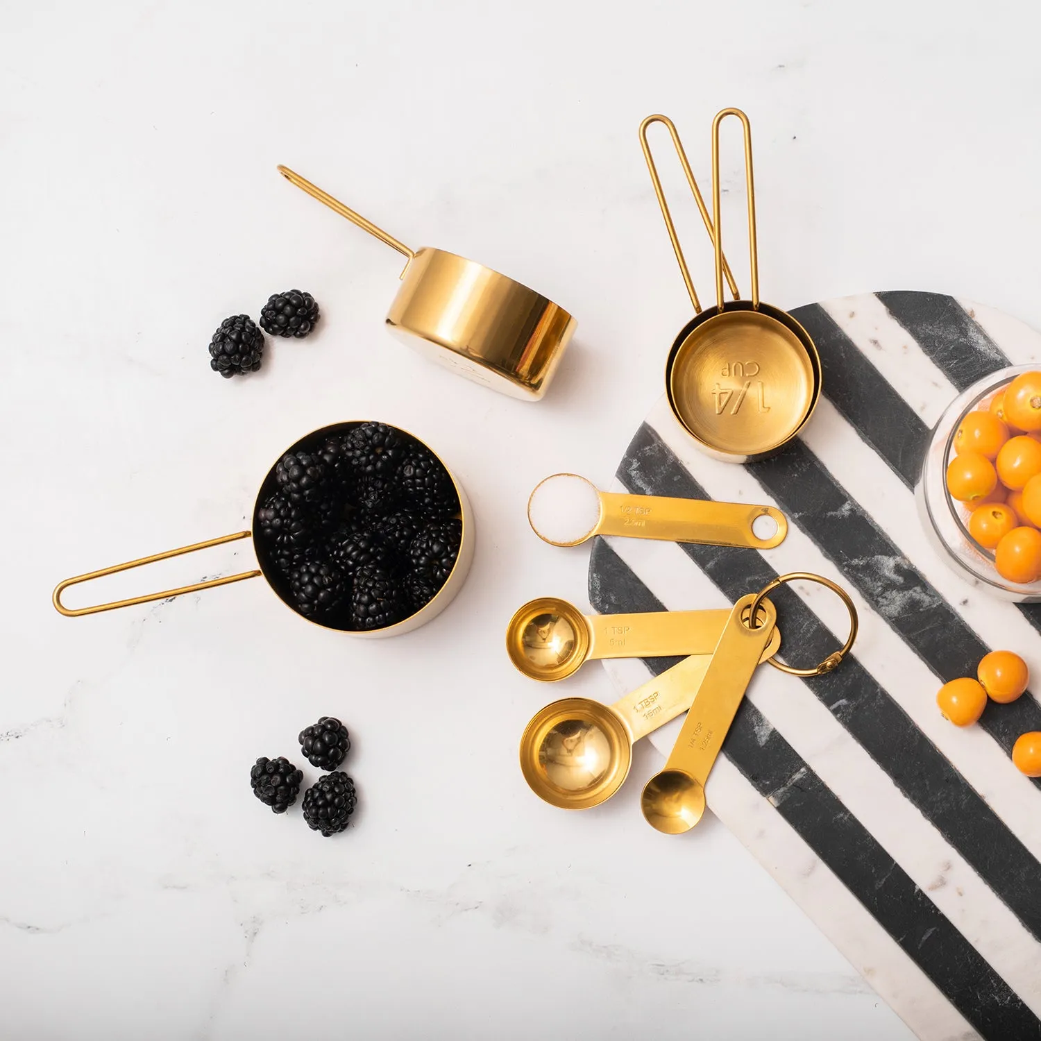 Gold Measuring Cups and Spoons Set