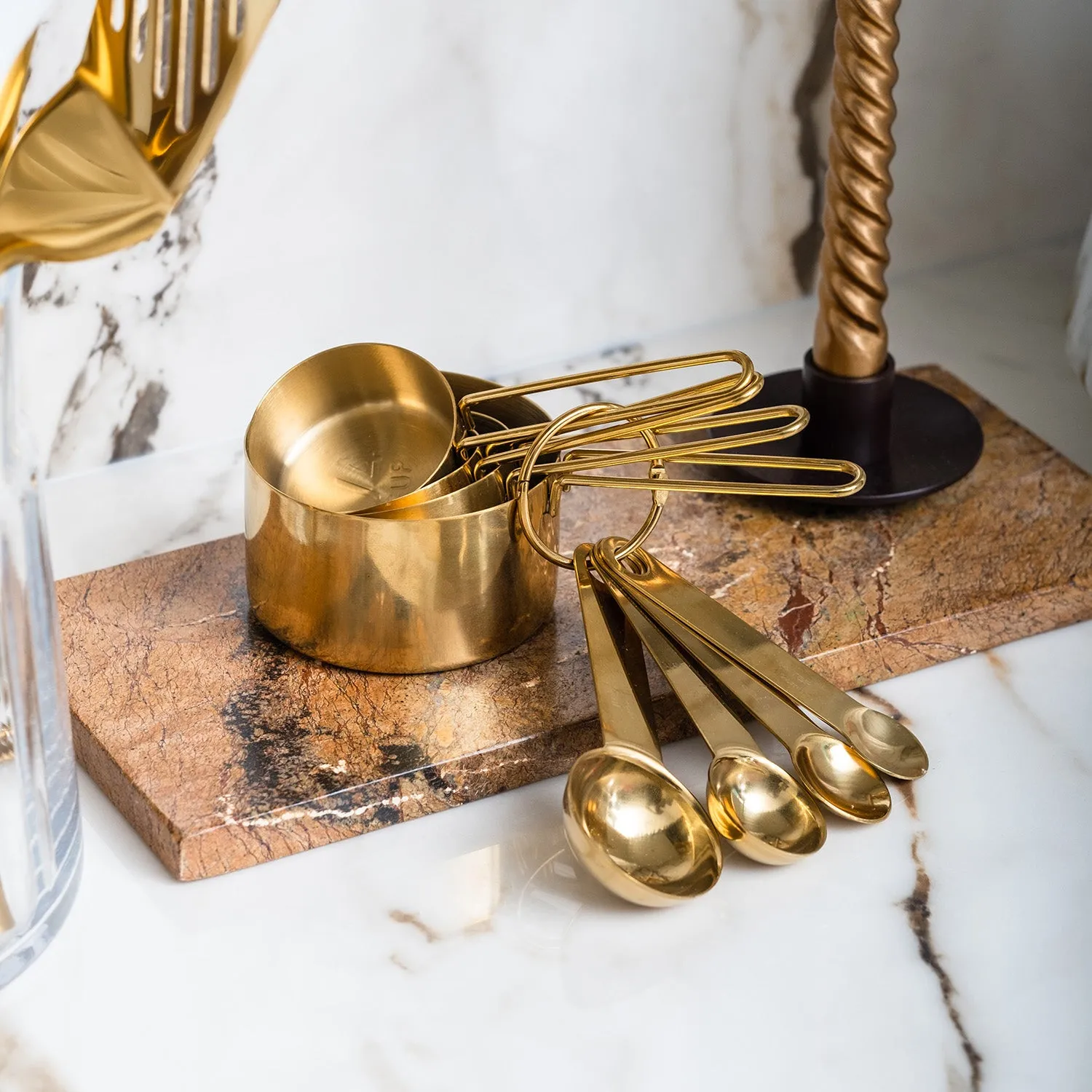 Gold Measuring Cups and Spoons Set