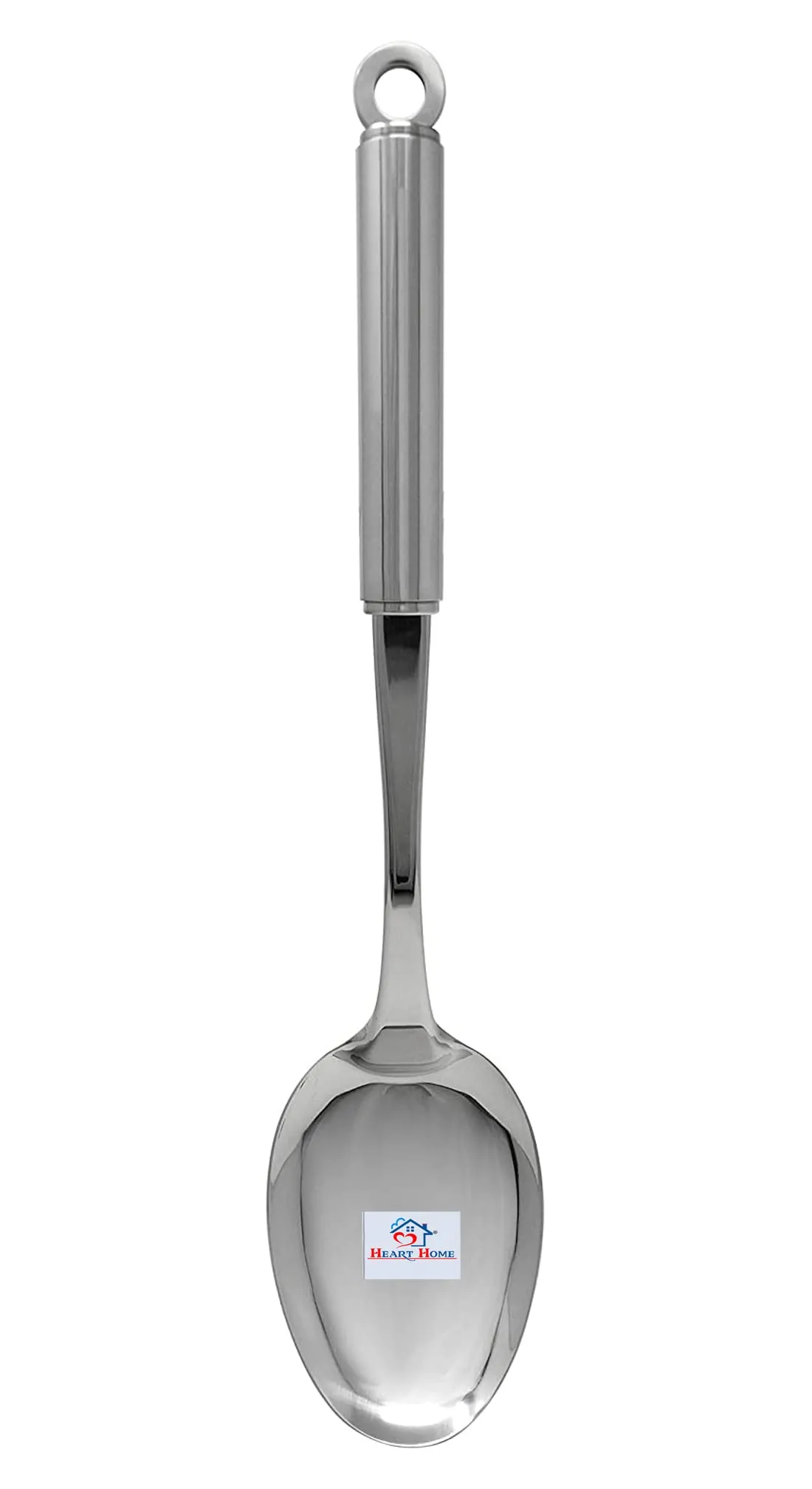 Heart Home Stainless Steel Solid Cooking Spoon, Serving Spoon, Kitchen Spoons, Basting Spoon for Kitchen (Silver)