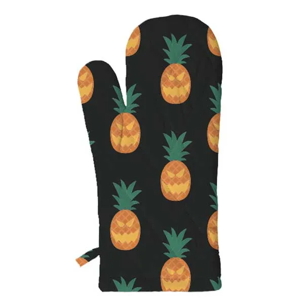 Jack O Lantern Pineapple Black Oven Mitt