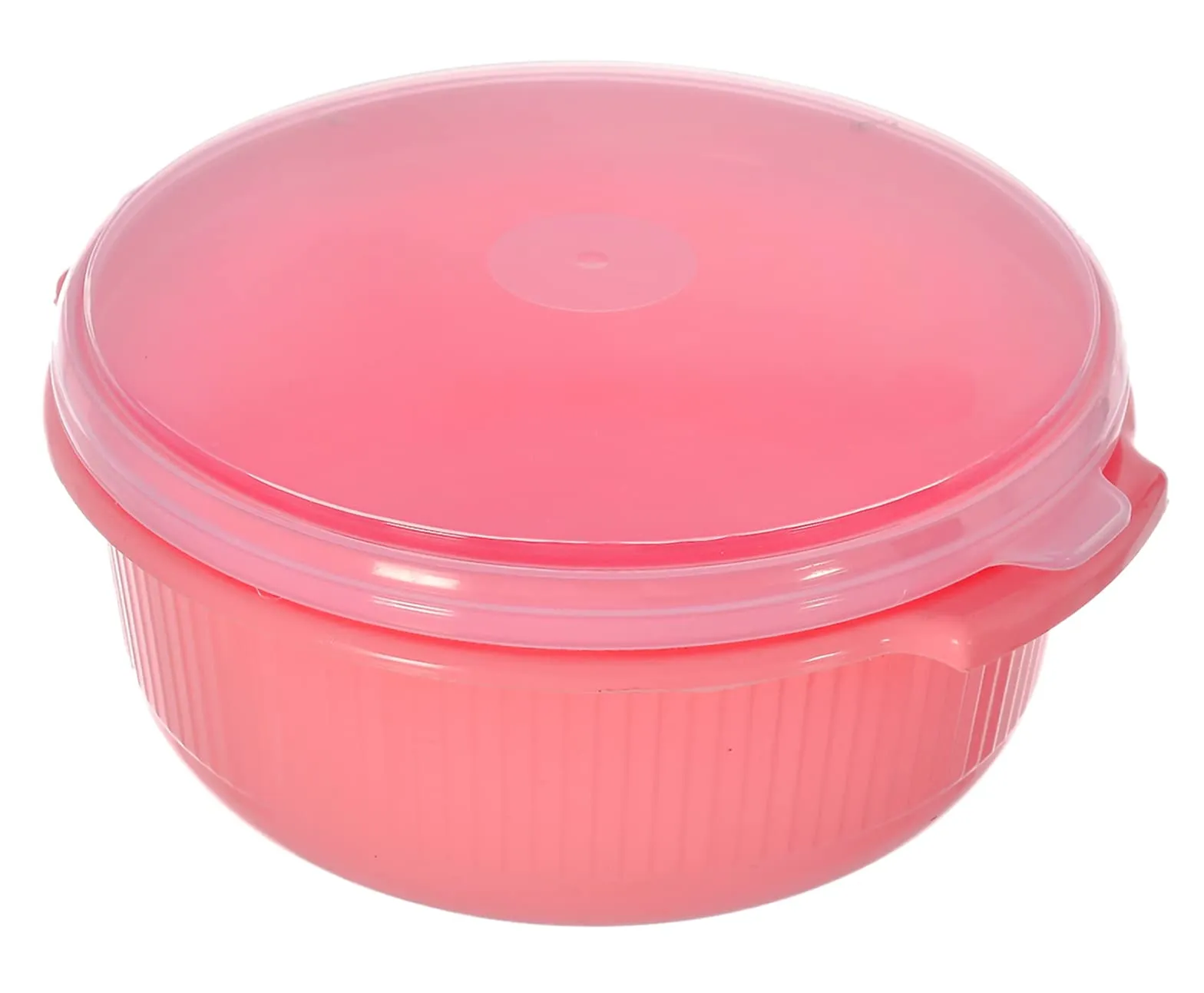 Kuber Industries Food Grade, Microwave & Freezer Safe Plastic Bowls, Food Storage Container Set with Lid, Set of 3 (3200ml, 1800ml, 1000ml) (Pink)-46KKM0144