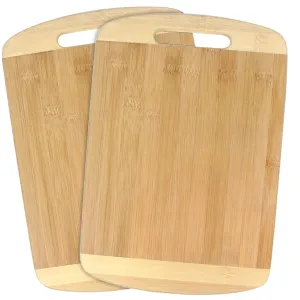 Kuber Industries Ovel Bamboo Cutting Board for Slicing Chopping Meat, Vegetables, Fruits, Cheese, Knife Friendly with Handles-Pack of 2 (Brown), Standard