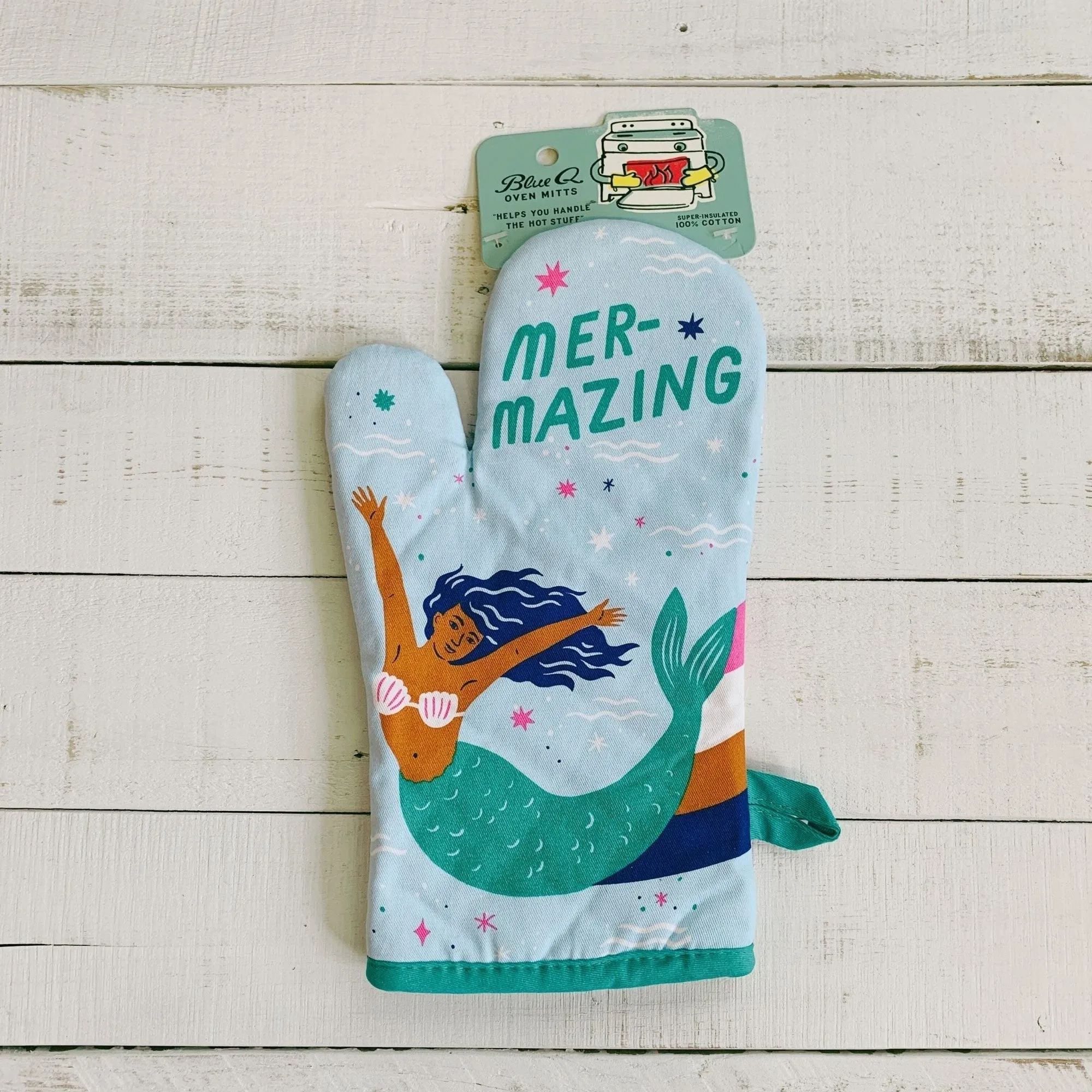 Last Call! Mer-Mazing Oven Mitt with Mermaid Design | Kitchen Thermal Single Pot Holder | BlueQ at GetBullish