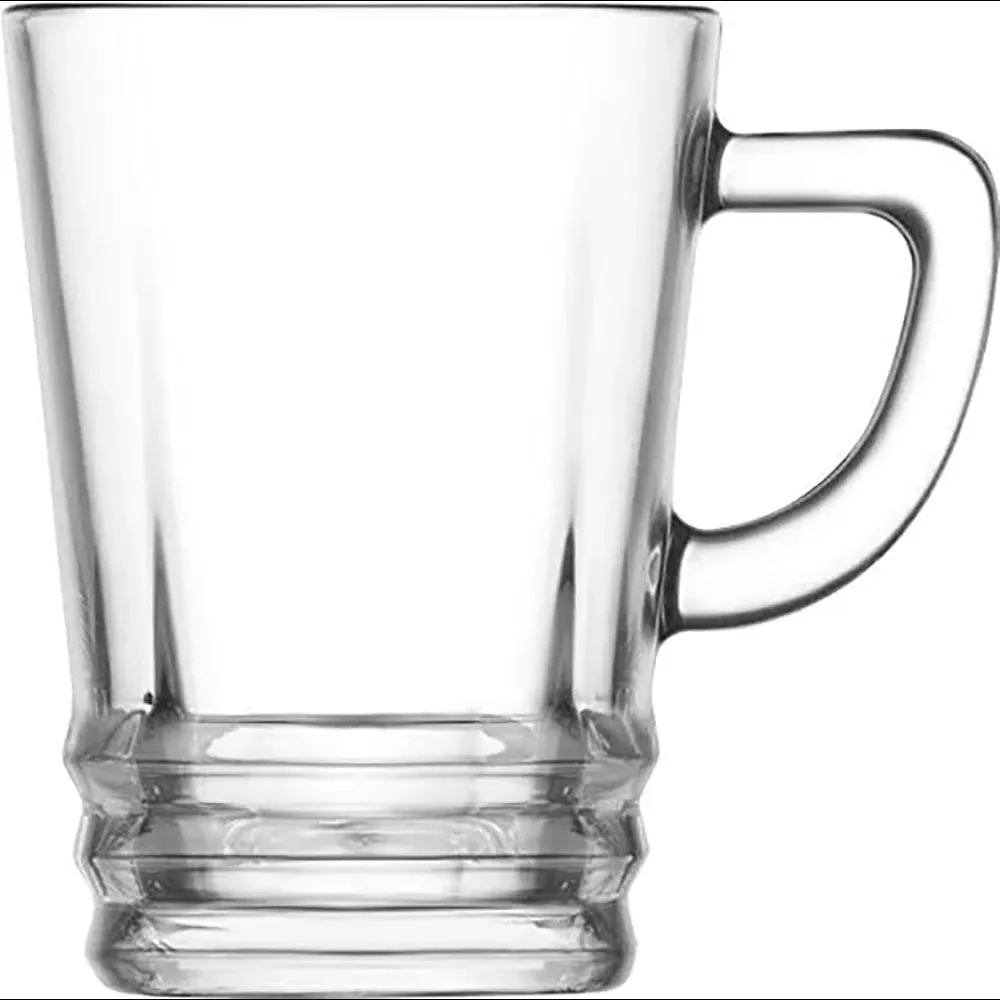 Lav Elegan Clear Glass Tea Coffee Mugs with Handle, 7.5 oz